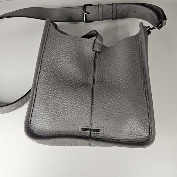 Rebecca Minkoff Unlined Feed Leather Crossbody Bag Gray Studded - Picture 4 of 13